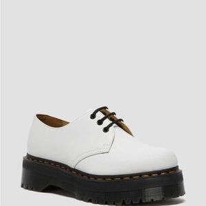 White Leather Platform Oxford Shoes